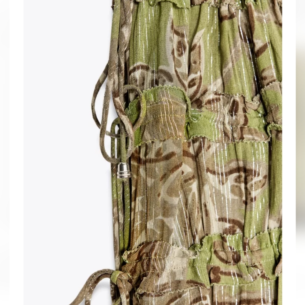 Zara Foral Green Midi Skirt - Picture 7 of 7